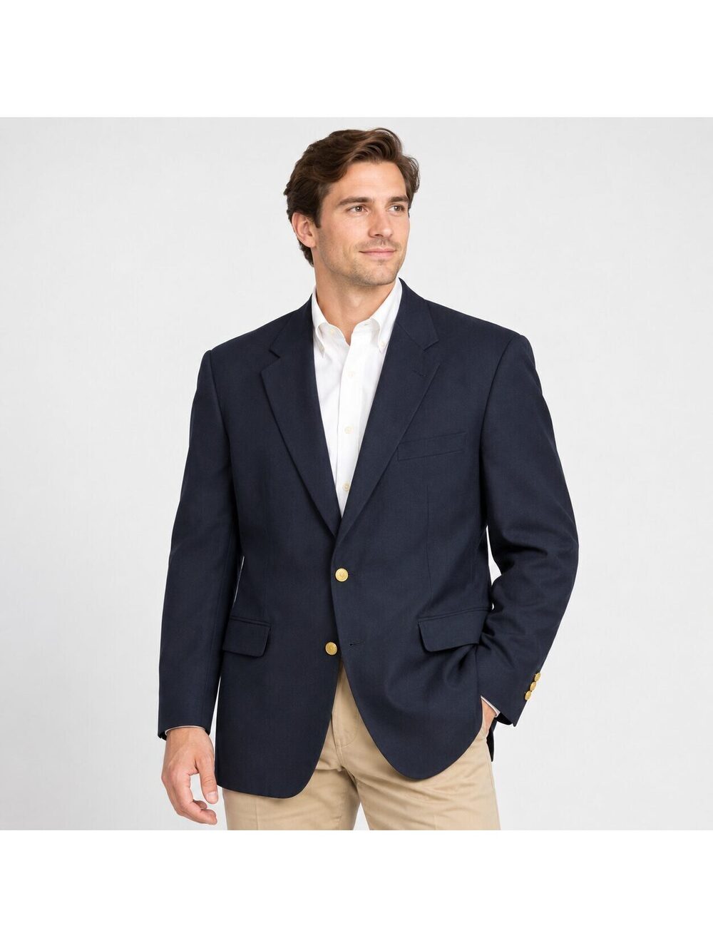 Brooks Brothers Brooksease Men's 50 XL Black Wool Blazer Gold Buttons
